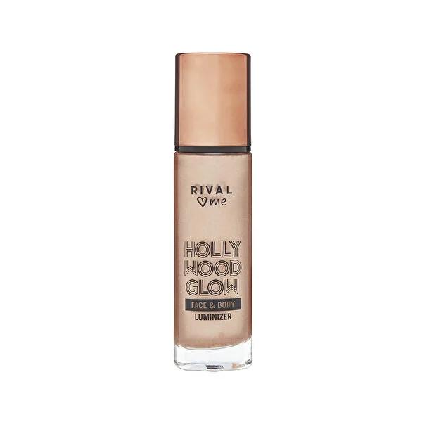 Rival Loves Me Liquid Face and Body Luminizer - Hollywood Glow, Smudge-Resistant, Nourishing Jojoba Oil & Vitamin E - 1.12 fl oz