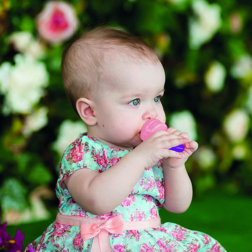 Sevi Bebe Silicone Baby Fruit Feeder & Teether: Safe Introduction to Fruit, Soothes Teething Pain - Pink, EN14372 Compliant