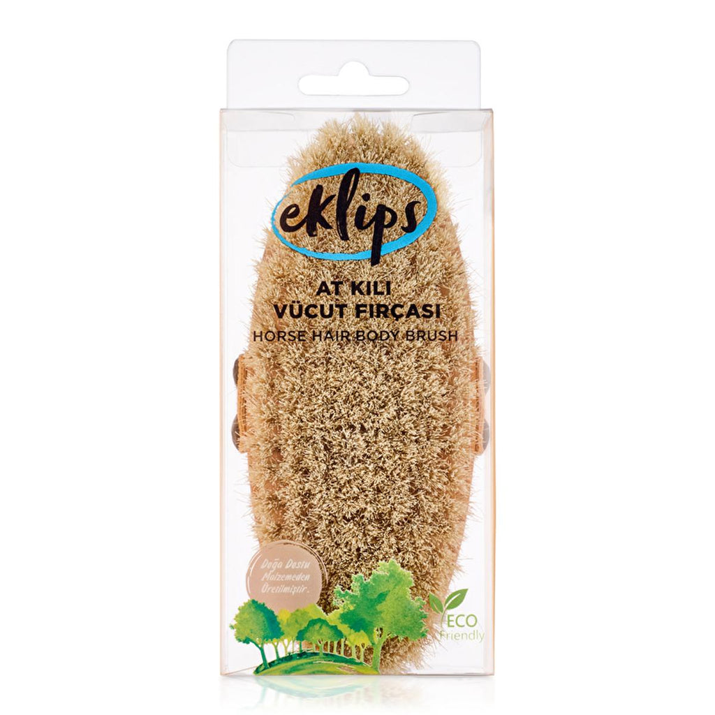 Eklips Eco Natural Bristle Body Brush for Dry Brushing & Cellulite Reduction - Gentle Exfoliating Brush for Smooth Skin