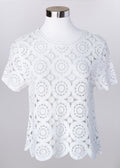 KADOU BOUTIQUE Crochet White Top — main product shot