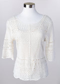 KADOU BOUTIQUE Crochet 3/4 Sleeve Top — main product shot
