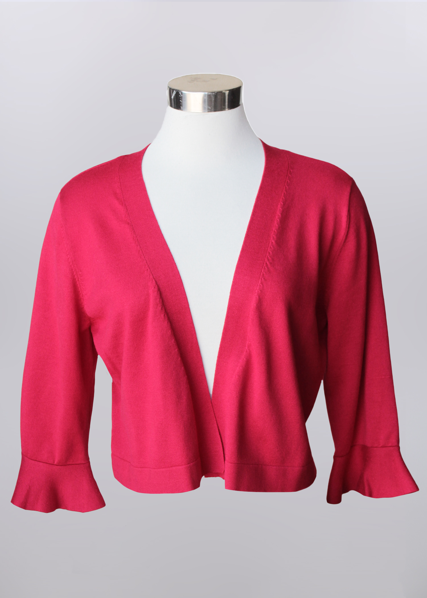 KADOU BOUTIQUE Ruffled Sleeve Knit Bolero — detail close-up