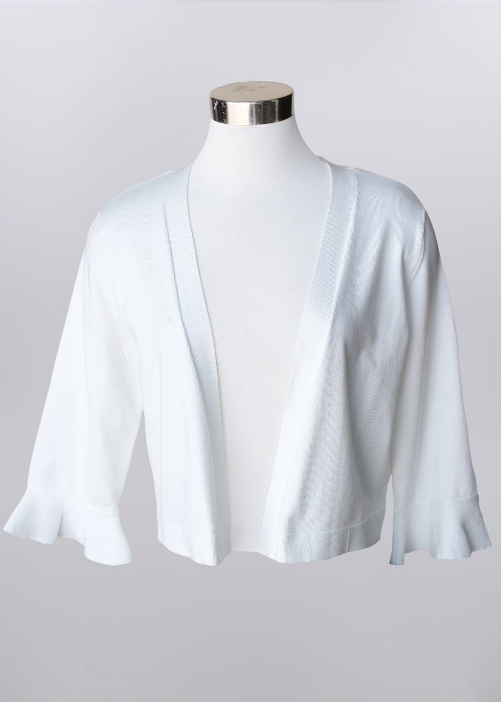 KADOU BOUTIQUE Ruffled Sleeve Knit Bolero — lifestyle context