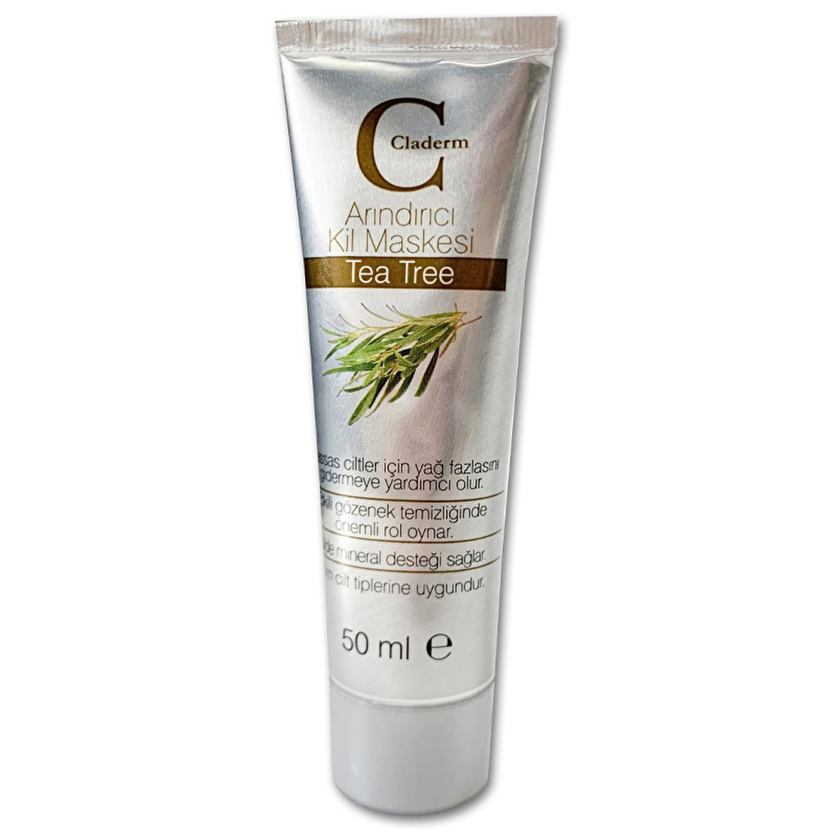 Claderm Tea Tree Clay Face Mask - Natural Acne Treatment & Skin Nourishment, 1.69 fl oz