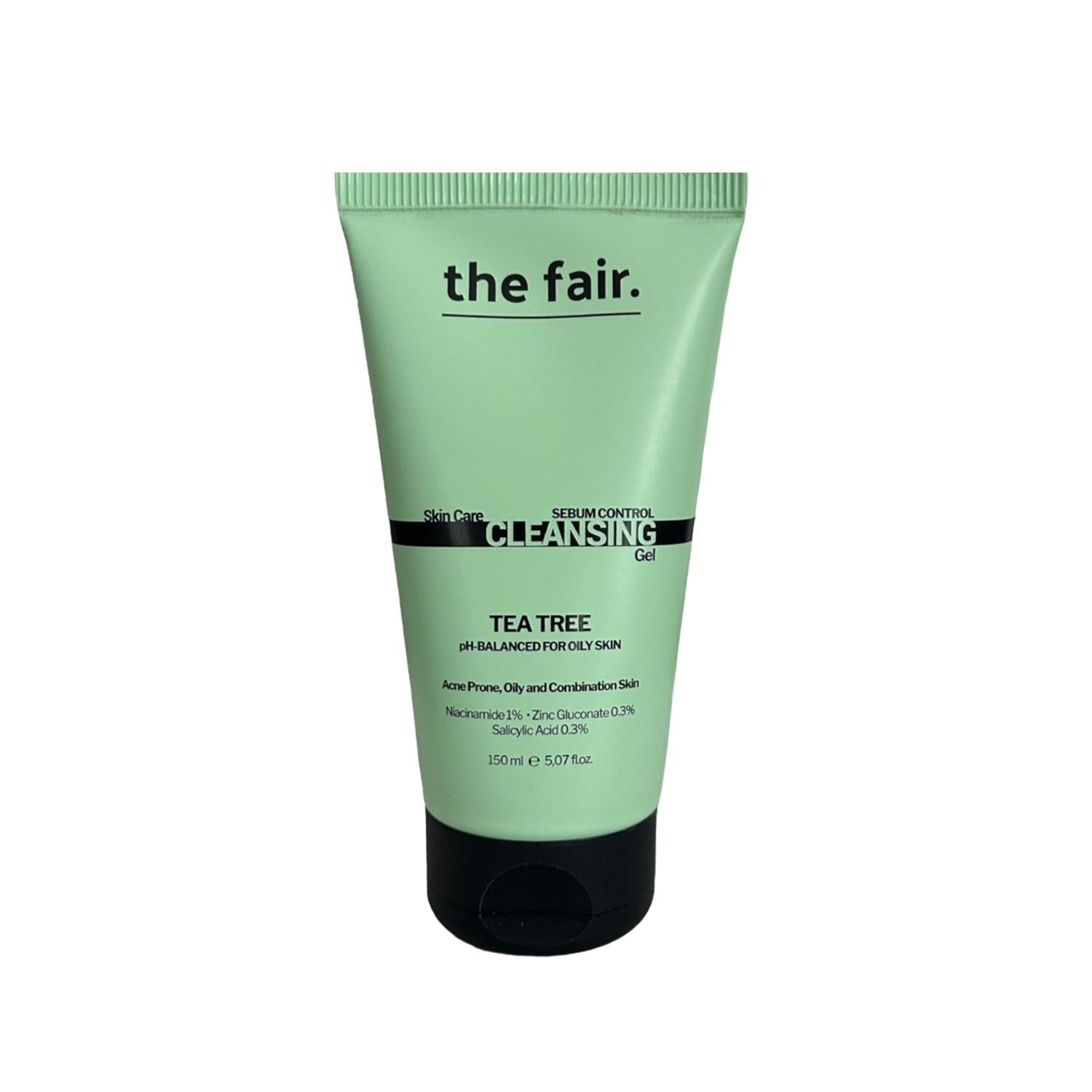 The Fair Vegan Face Wash Gel - Tea Tree Oil & Salicylic Acid for Oily Skin, Natural Acne Treatment, 5.07 fl oz