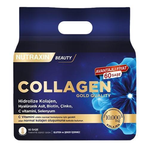 Nutraxin Beauty Collagen Gold Quality 10,000mg Collagen Supplement with Hyaluronic Acid and Vitamins - 60 Sachets
