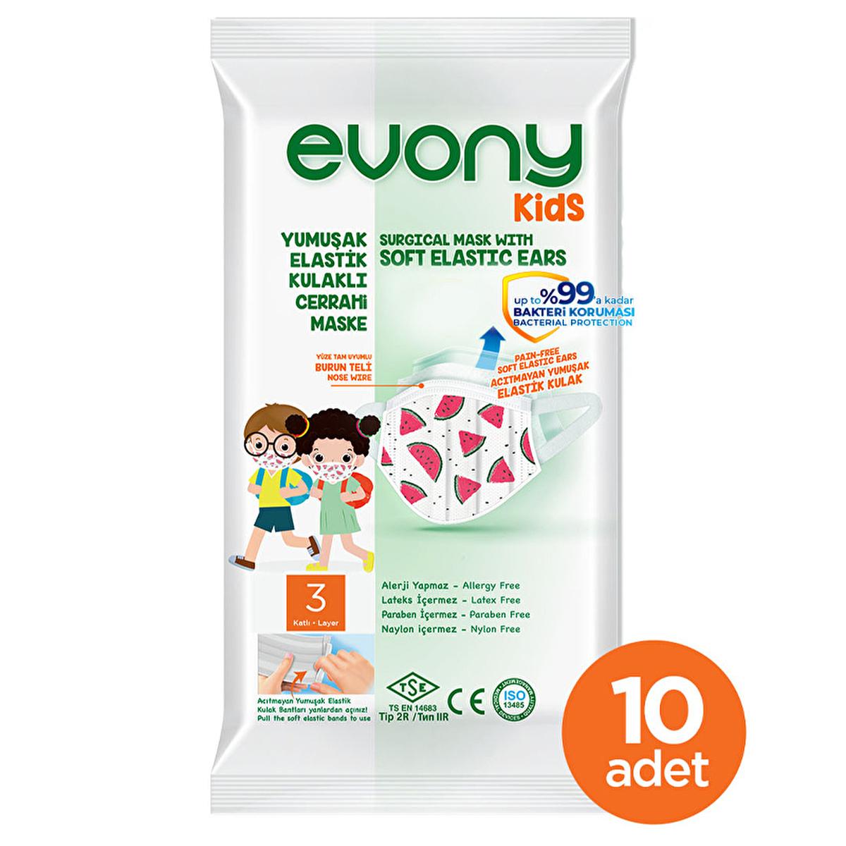 Evony Children's Face Mask: 10-Pack - TSE Certified, Soft, Comfortable, & Allergy-Free Kids Face Masks for Reliable Respiratory Protection
