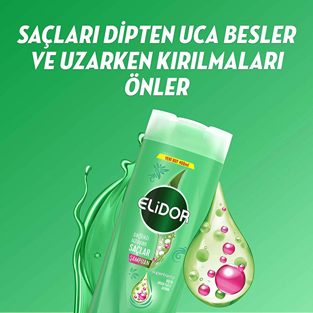 Elidor Healthy Hair Growth Shampoo with Biotin & Argan Oil - Nourishing Hair Care for Longer, Healthier Locks