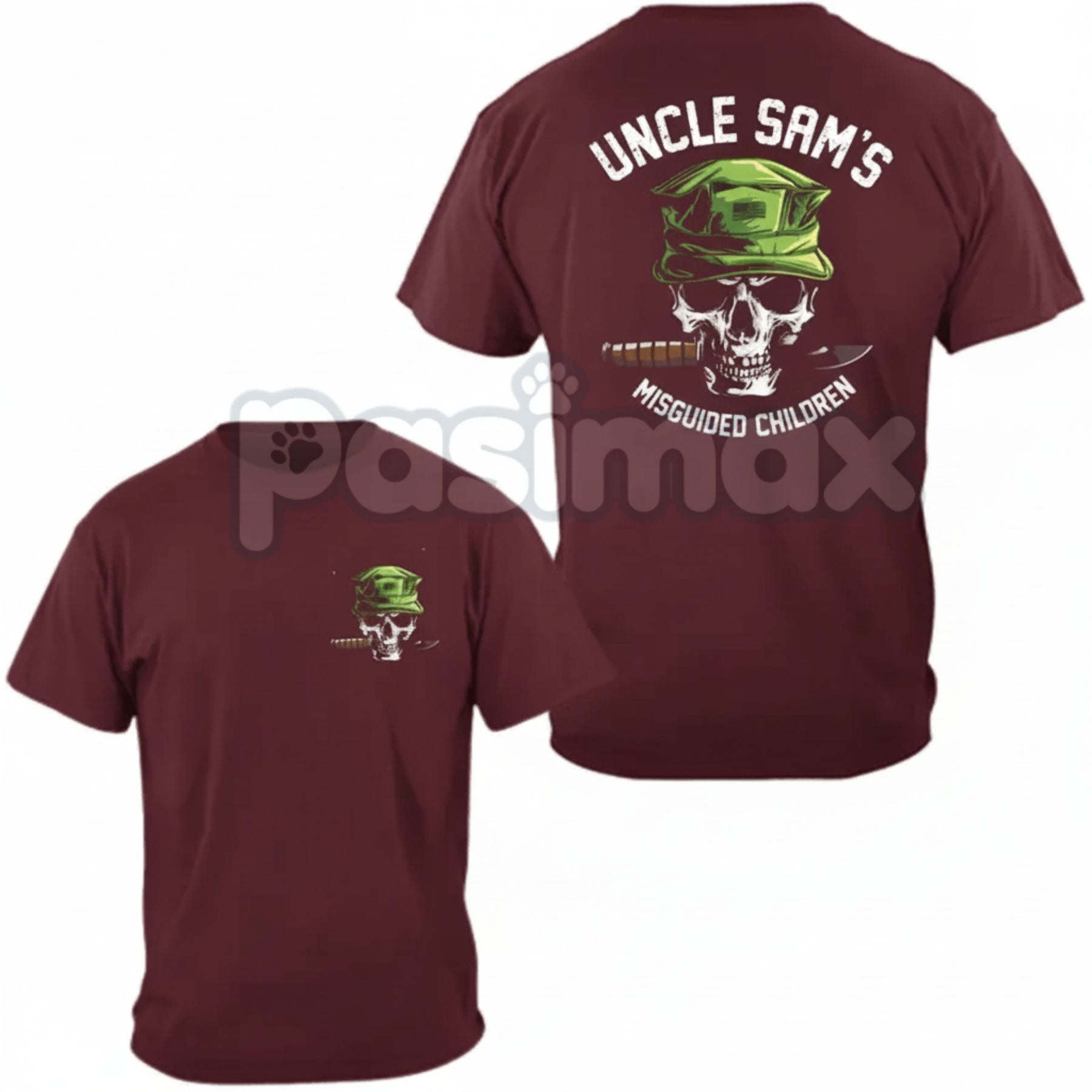 Pasimax "Uncle Sam's Misguided Children" T-Shirt - Military Cynical Humor Tee, USMC Inspired Slogan Shirt, Veteran Anti-Estab