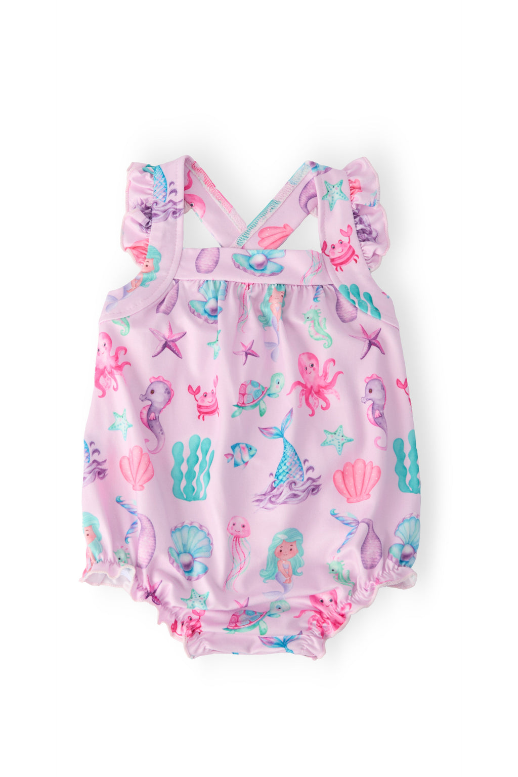 Mila & Rose ® Under the Sea Ruffle Cross Back Romper — main product shot