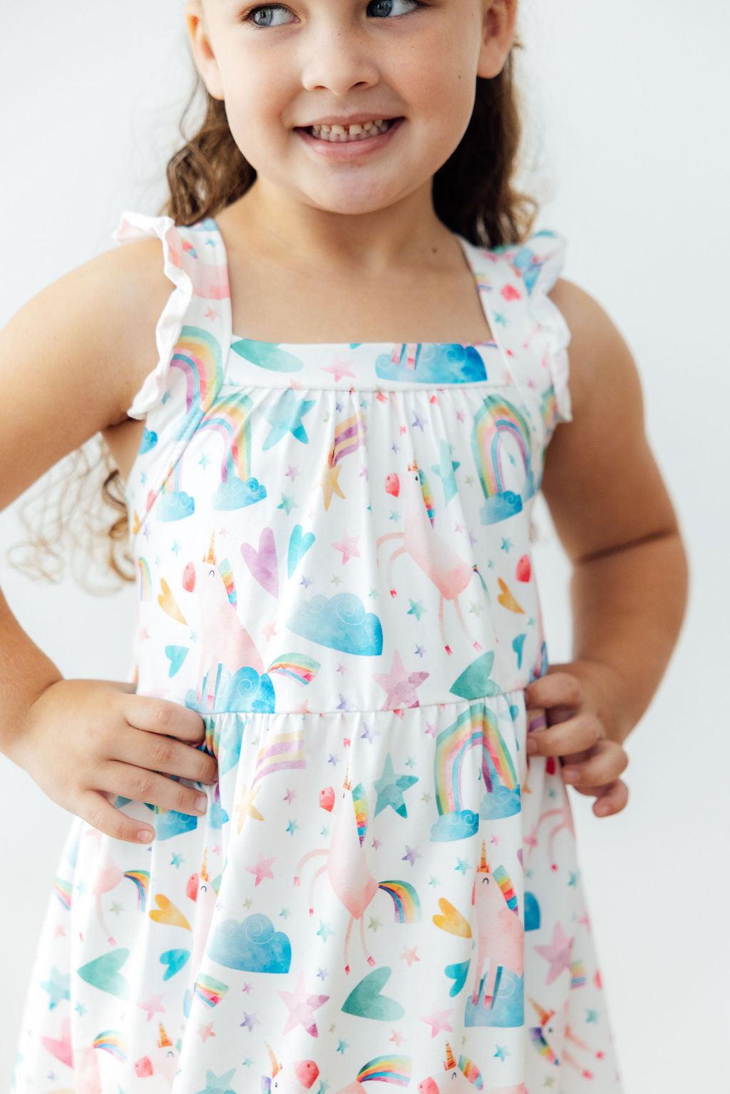 Mila & Rose ® Unicorn Kisses Ruffle Cross Back Dress — main product shot