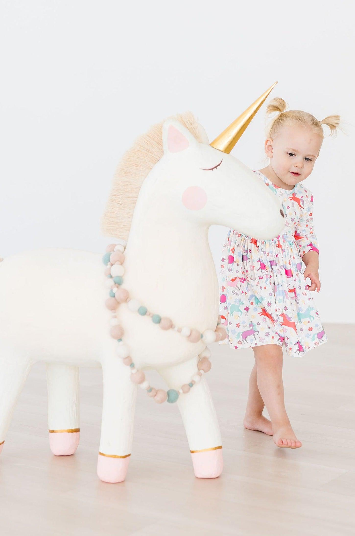 Mila & Rose ® Unicorn Wish 3/4 Sleeve Pocket Twirl Dress — alternative angle