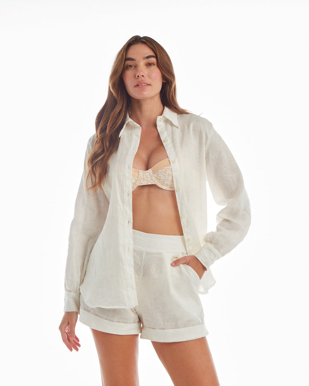 LA'AVANA Floral shirt white — packaging