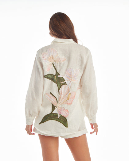 LA'AVANA Floral shirt white — main product shot