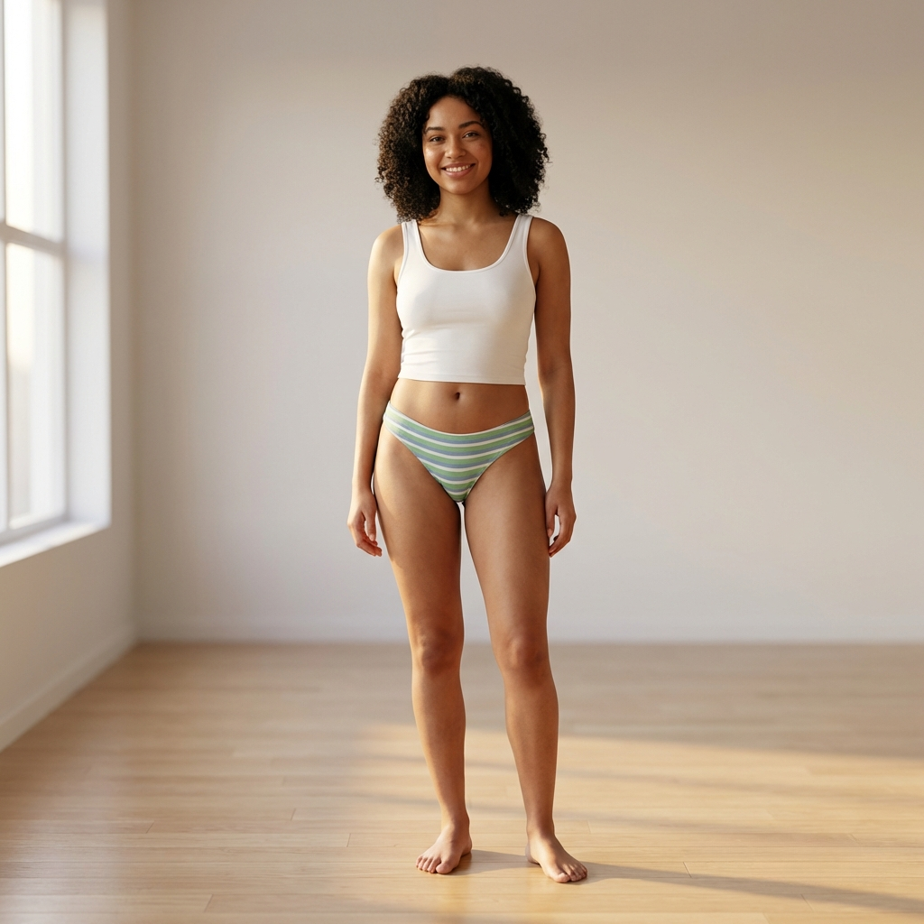 Love Libby Panties Blue and Green Striped Modal Thong with Ruching — Blue detail
