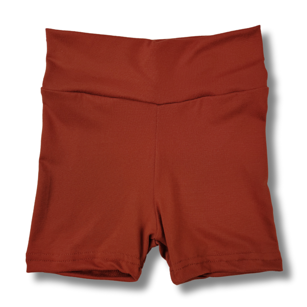 bumblitostore Bamboo Cartwheel Shorts in Brick — detail close-up