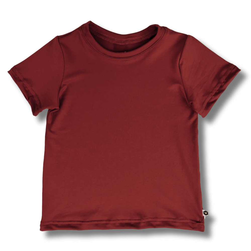 bumblitostore bumblitostore Bamboo Short Sleeve Crew Neck Tee in Brick — detail close-up