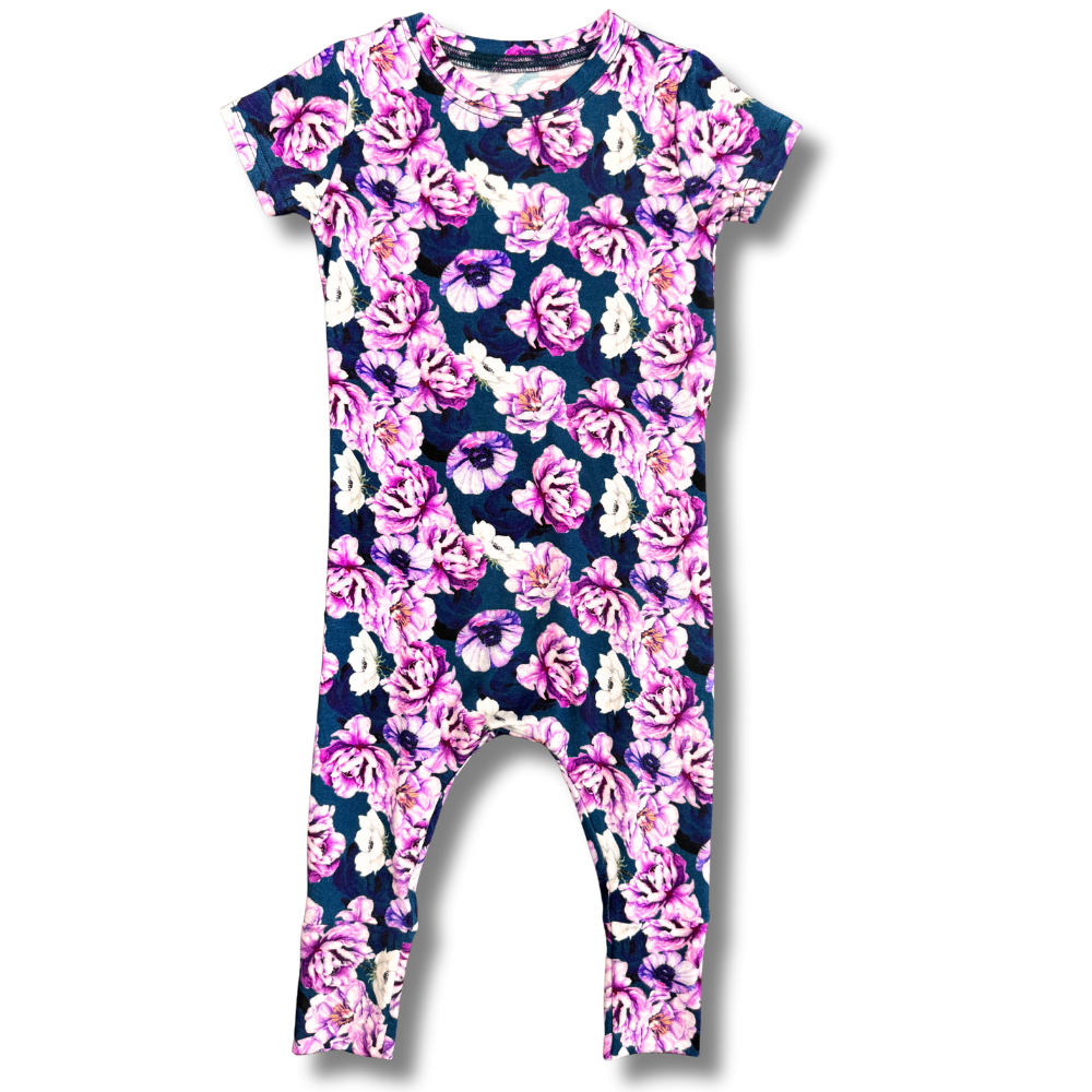 bumblitostore Bamboo Short Sleeve Romper in Adele — side view