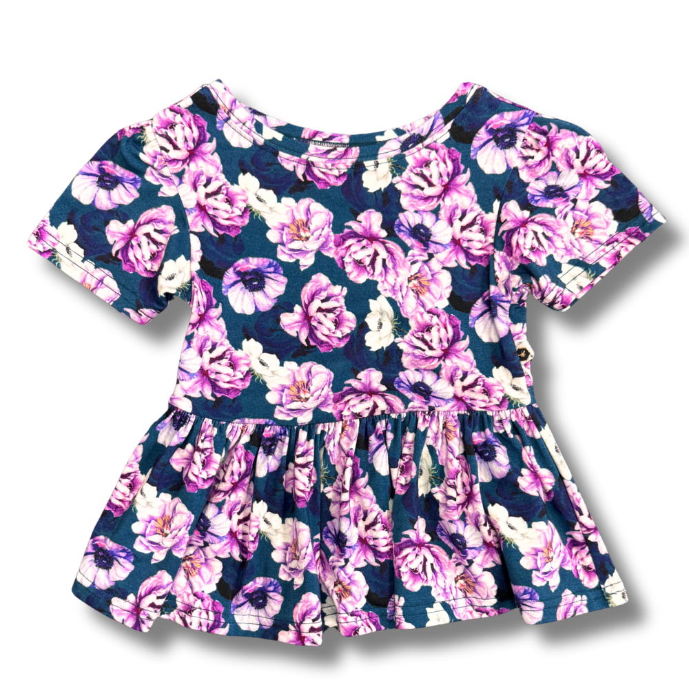bumblitostore Bamboo Short Sleeve Peplum Top in Adele — lifestyle context