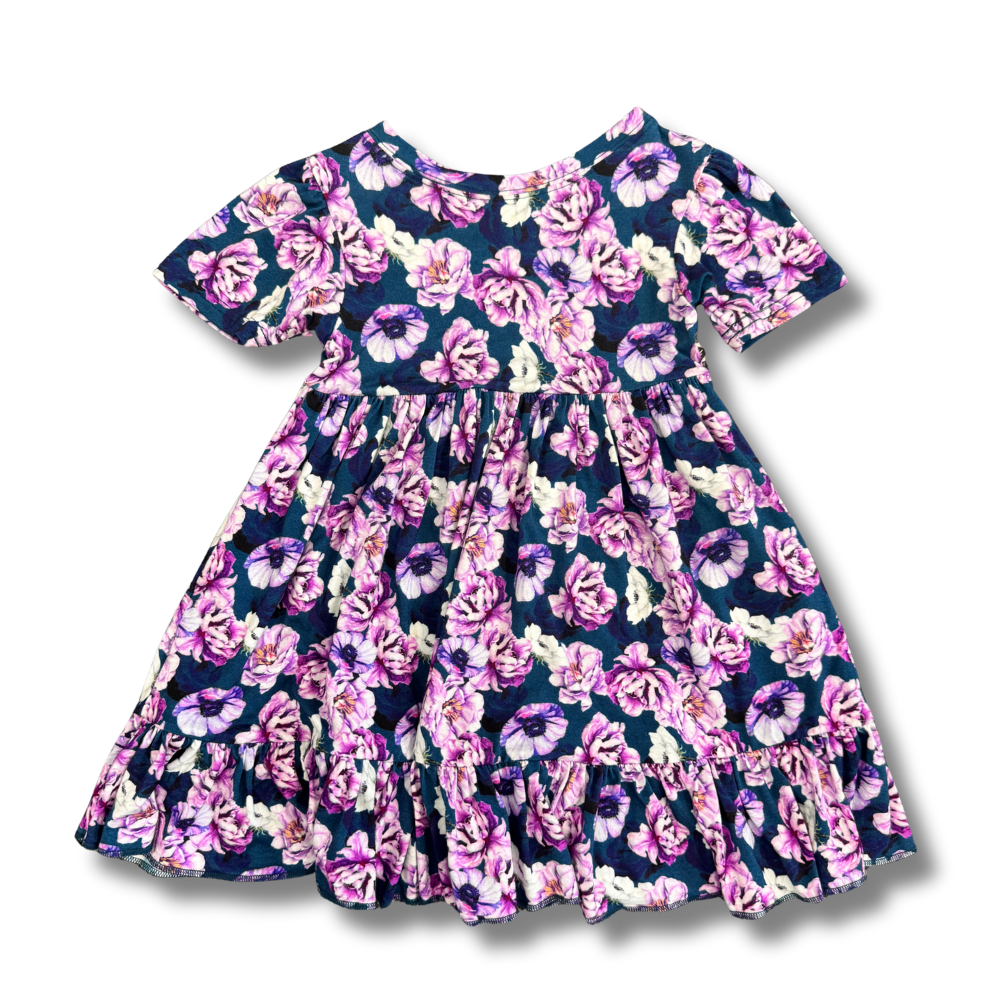 bumblitostore Bamboo Short Sleeve Twirl Dress in Adele — side view