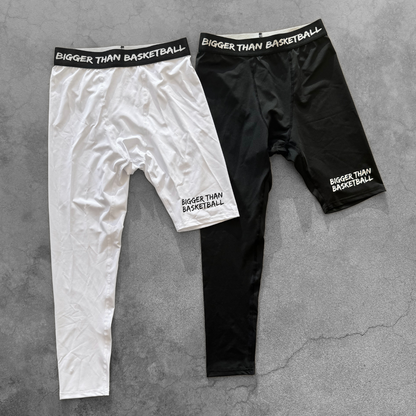 Bigger Than Basketball Single-Leg Compression Tights - Right - Black — lifestyle context