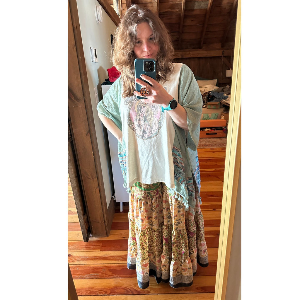 Darn Good Yarn Limited Edition: Woodstock Dreams Fiesta Sunset Skirt — lifestyle worn / used context
