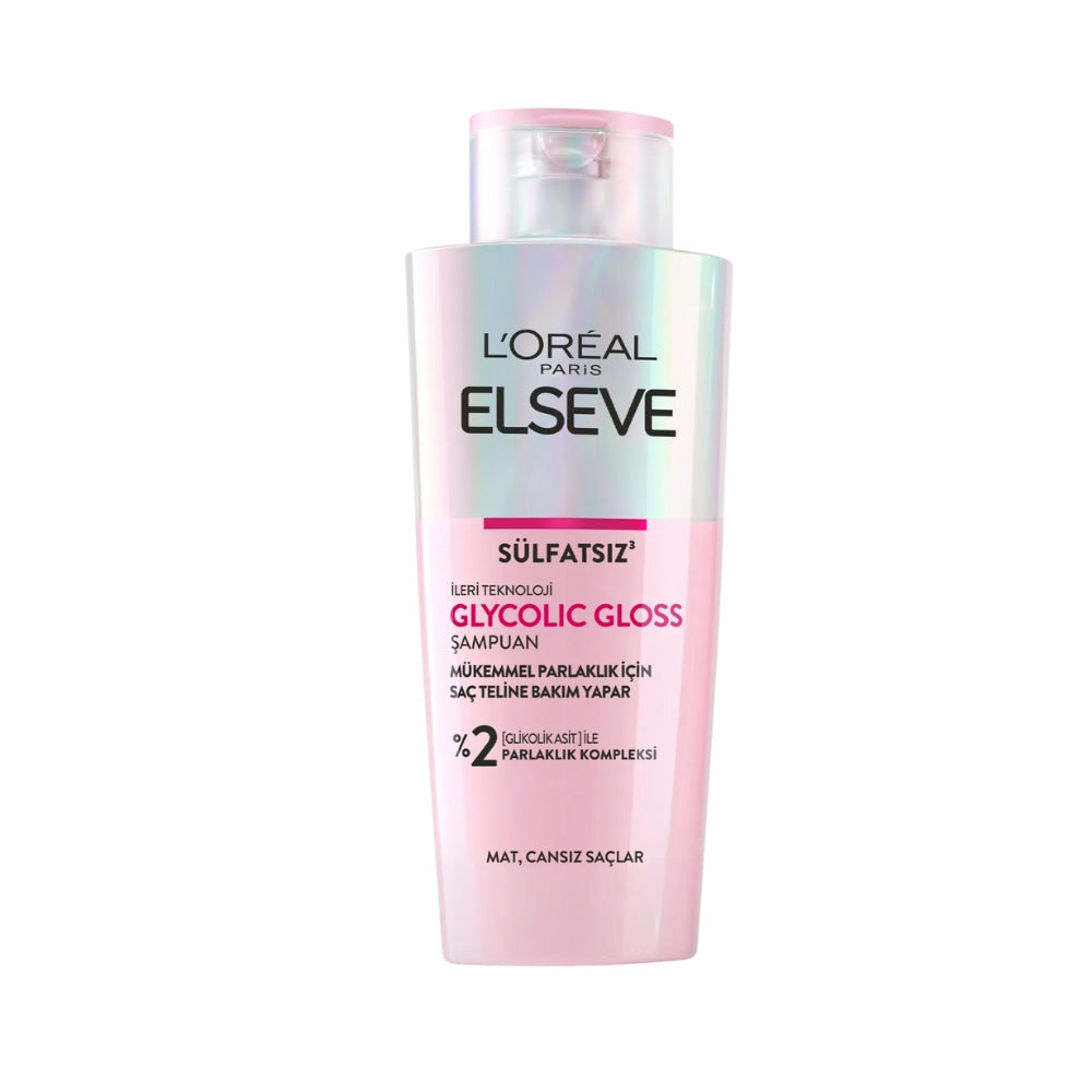 L’Oréal Paris Elseve Glycolic Gloss Sulfate-Free Shampoo – 2% Glycolic Acid Shine Complex for Perfect Gloss on Dull, Lifeless Hair, 200 ml
