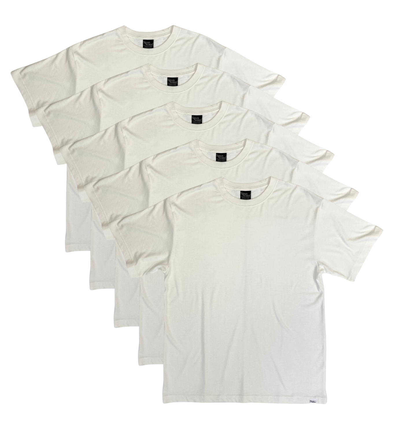 Spun Bamboo Men's Bamboo Viscose/Organic Cotton Short Sleeve T-Shirt Off White Color - 5-Pack — main product shot