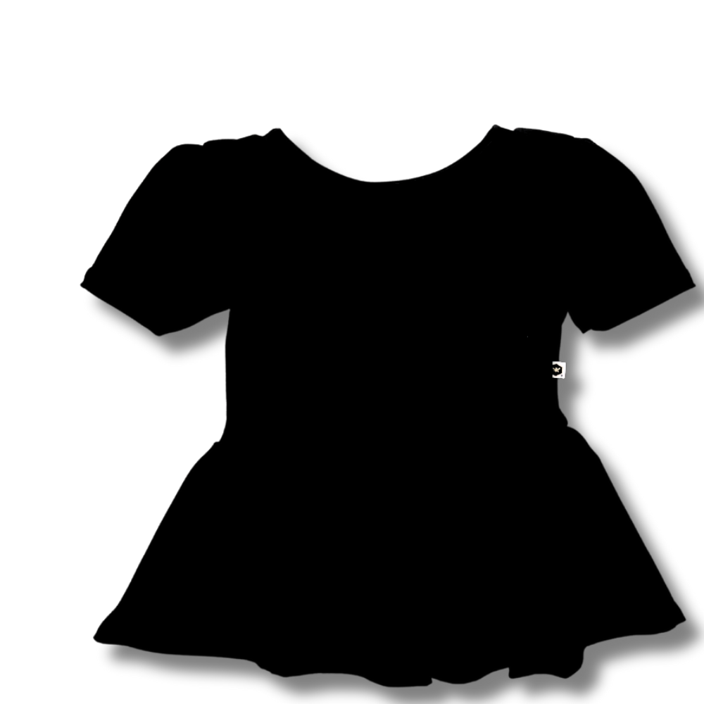 bumblitostore Bamboo Short Sleeve Peplum Top in Black — lifestyle context