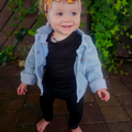 bumblitostore Bamboo Short Sleeve Romper in Black — main product shot