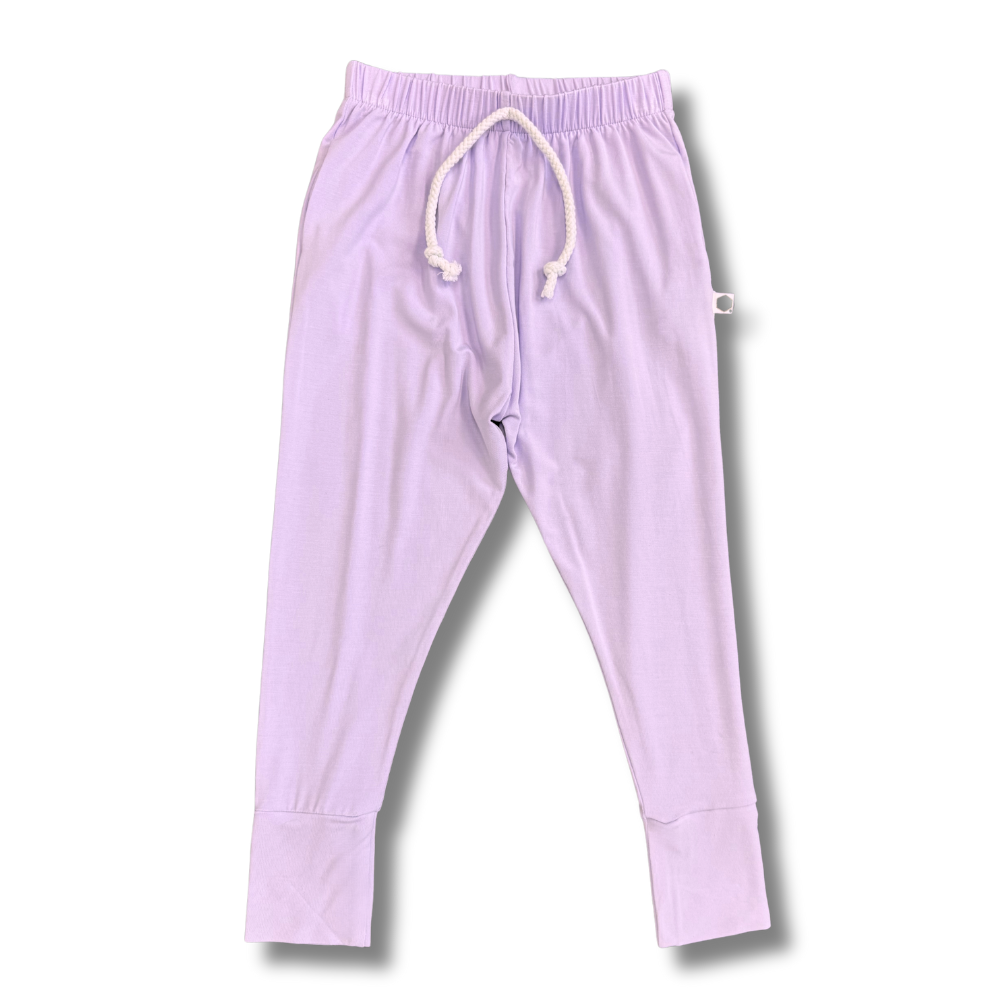 bumblitostore Bamboo Jogger Pants in Lilac — lifestyle context