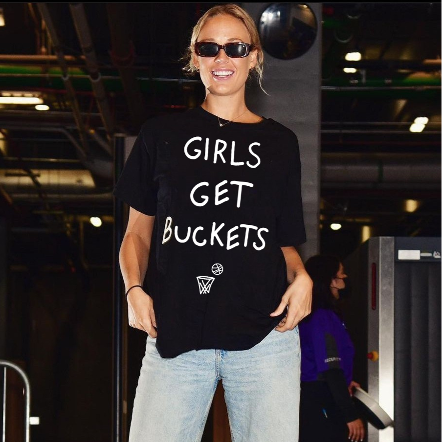 Bigger Than Basketball Girls Get Buckets - T-Shirt - Black — Black detail