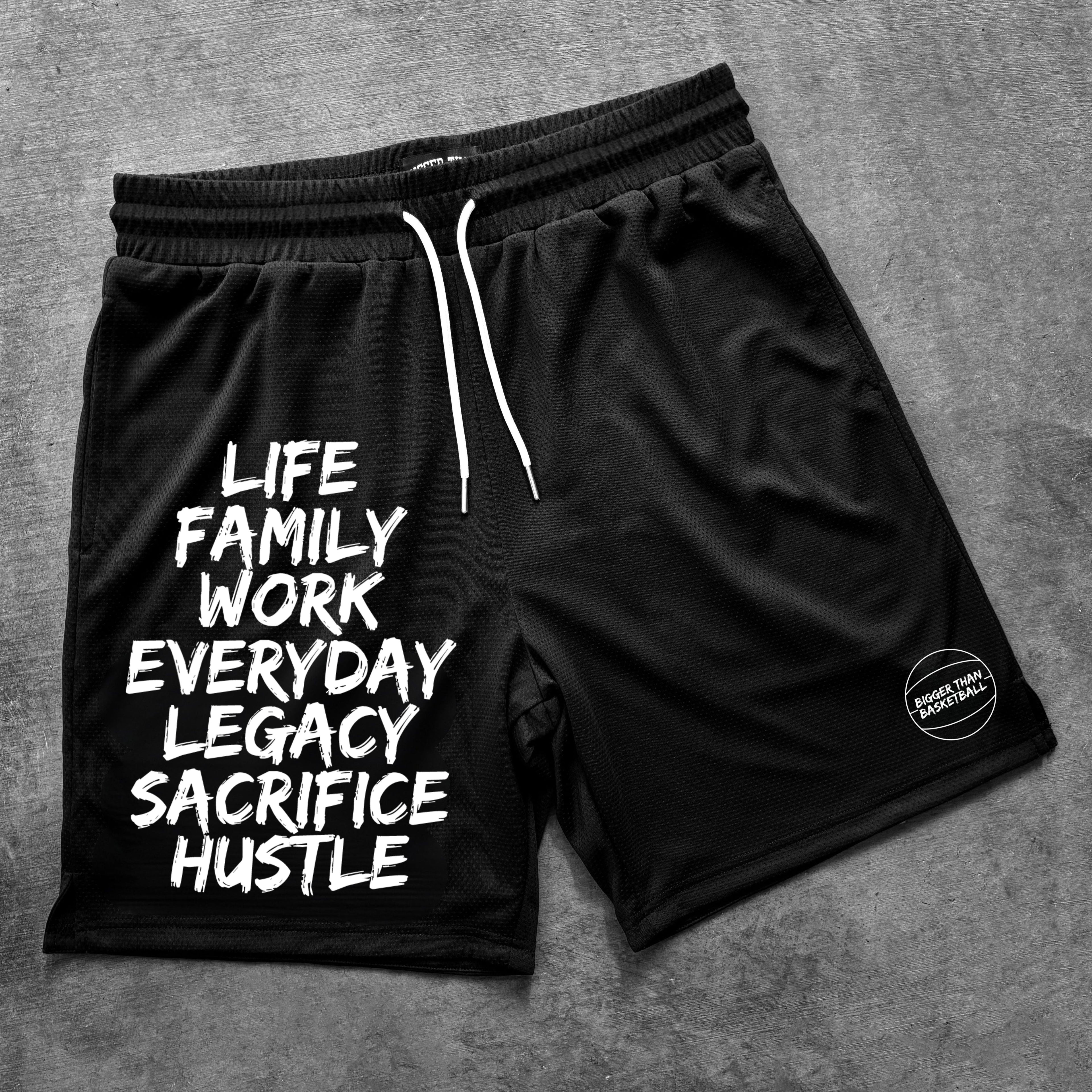 Bigger Than Basketball Basketball is Life - Shorts - Black — detail and construction