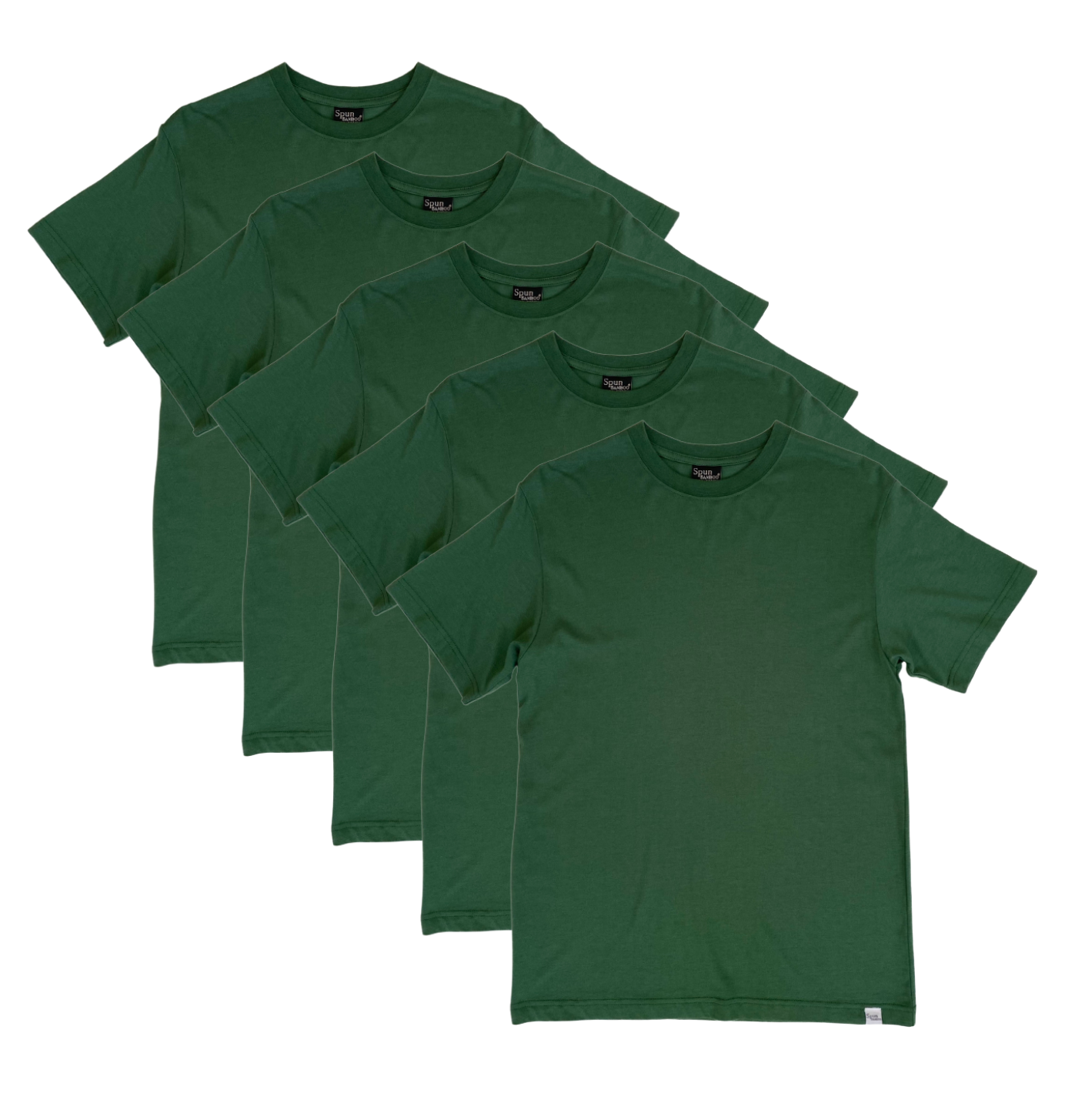 Spun Bamboo Men's Bamboo Viscose/Organic Cotton Short Sleeve T-Shirt Pine Green Color - 5-Pack — main product shot