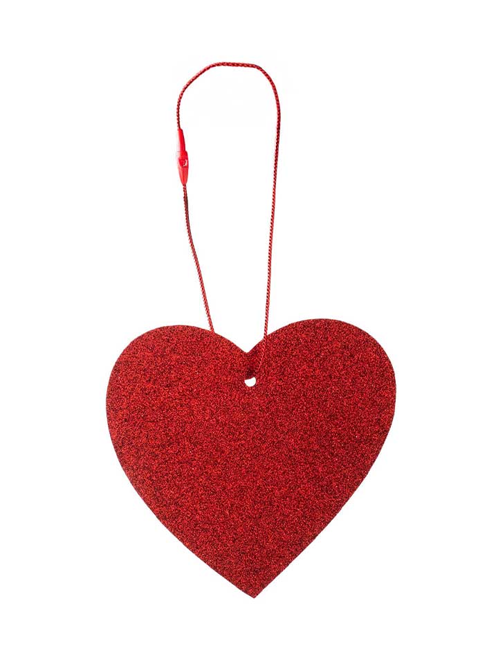 Red Glitter Heart Hangtag - Set of 10