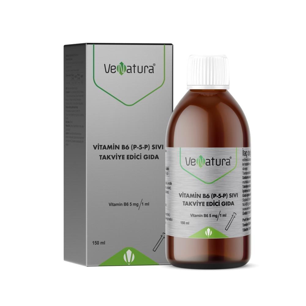 VeNatura Vitamin B6 (P-5-P) Liquid Dietary Supplement - 5mg per ml, Raspberry Flavor, 150ml (5.07 fl oz)