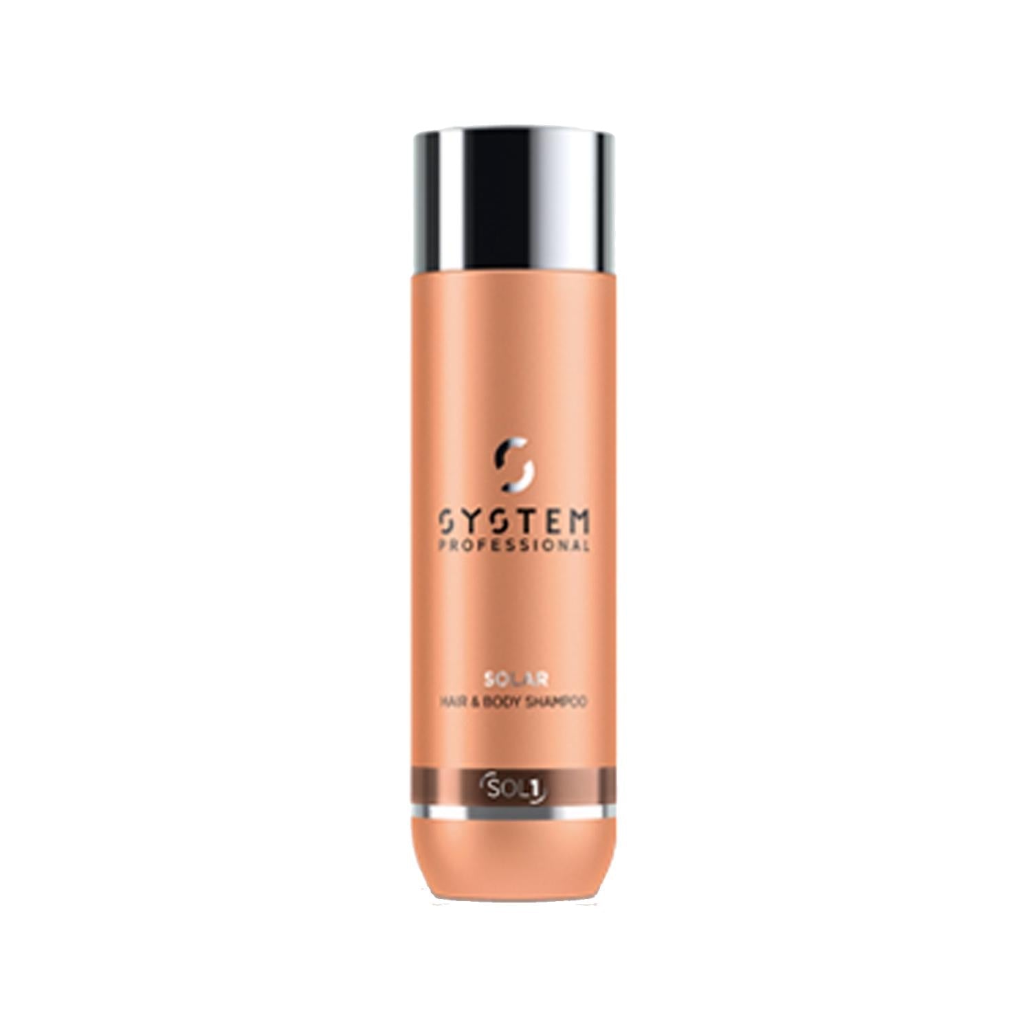 Wella System Professional Solar Shampoo - 250ml Hair and Body Cleanser for Sun-Exposed Hair and Skin