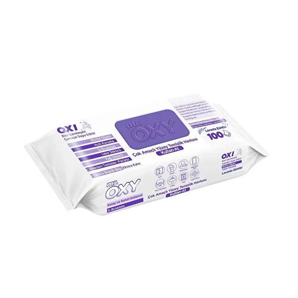 Mr. Oxy Lavender Scented Surface Cleaning Wipes - 100 Count Disposable All Purpose Household Wipes - Streak-Free, Antibacterial & Grease Removing Action