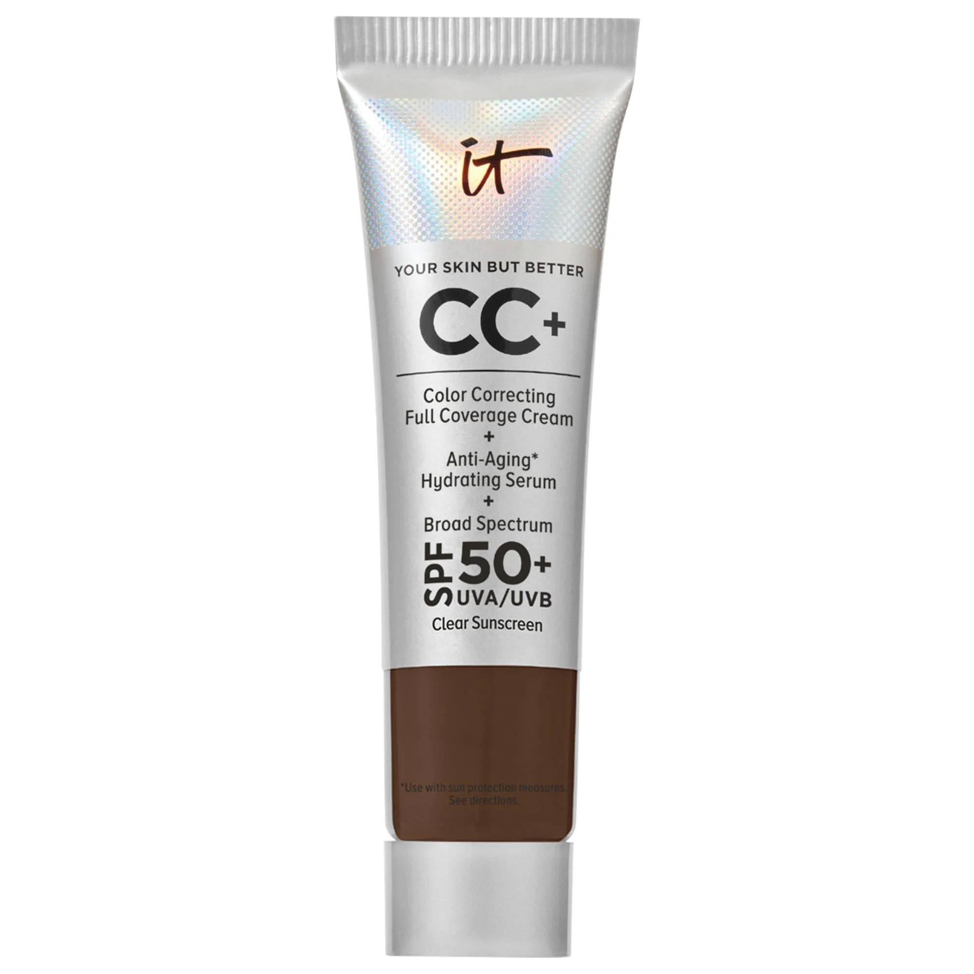 IT Cosmetics CC+ Cream Full Coverage Color Correcting Foundation SPF 50+: Hydrating, Anti-Aging, Natural Finish, Covers Redness, Acne Scars