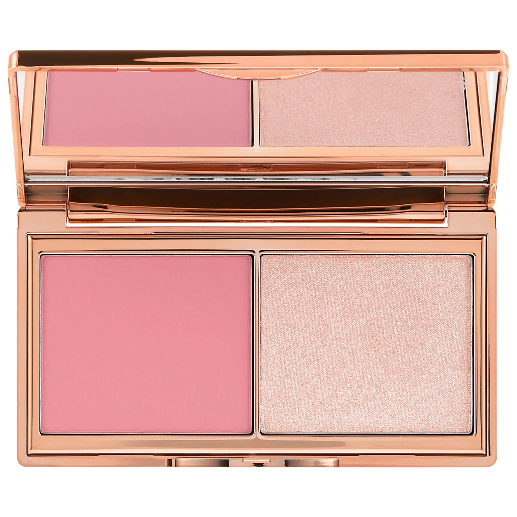 Hollywood Mini Blush & Glow Palette: Fair/Medium - Achieve a Radiant Hollywood Glow with this Portable Blush & Highlighter Palette