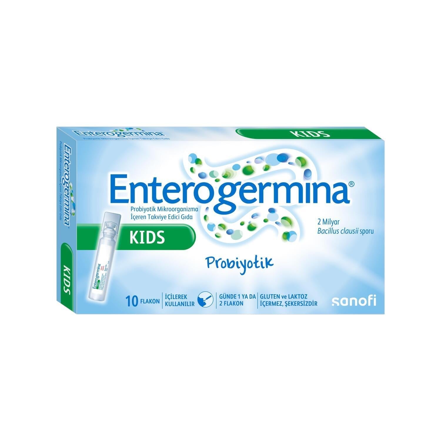 Enterogermina Kids Probiotic Supplement - 2 Billion Bacillus clausii Spores, Gluten-Free, Lactose-Free, Sugar-Free Probiotic Shot for Children Aged 4-11 Years
