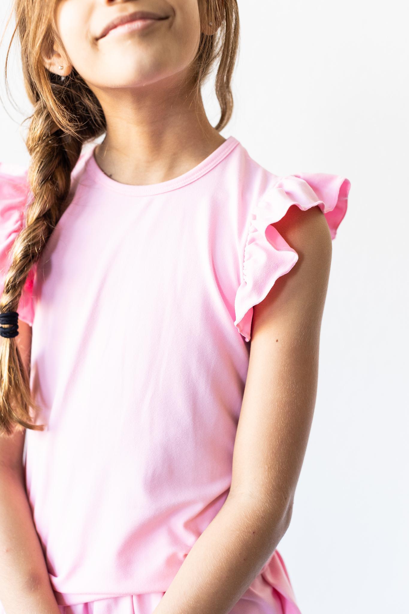 Mila & Rose ® Bubblegum Pink S/S Ruffle Tee — lifestyle context