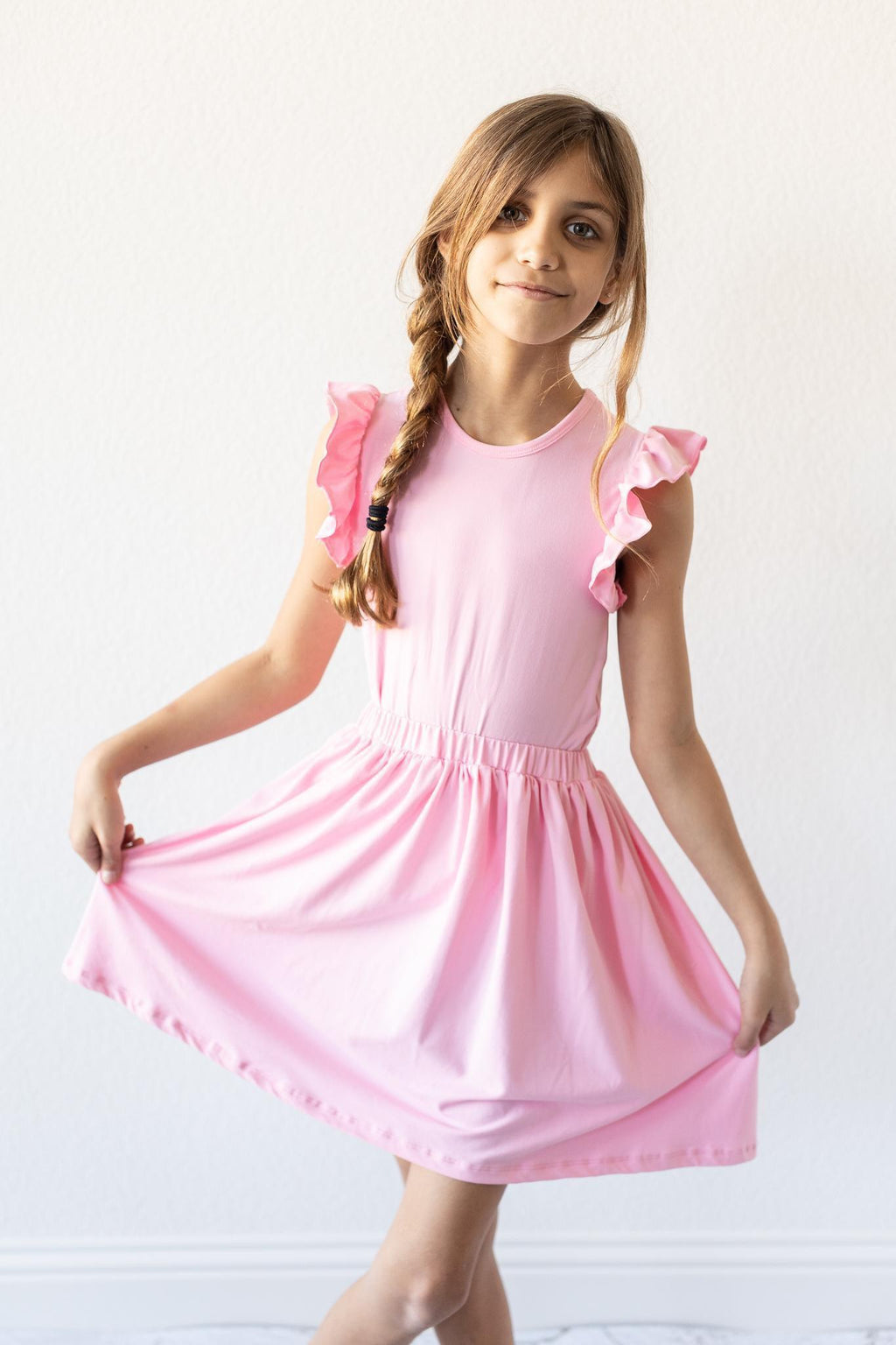 Mila & Rose ® Bubblegum Pink S/S Ruffle Tee — detail close-up
