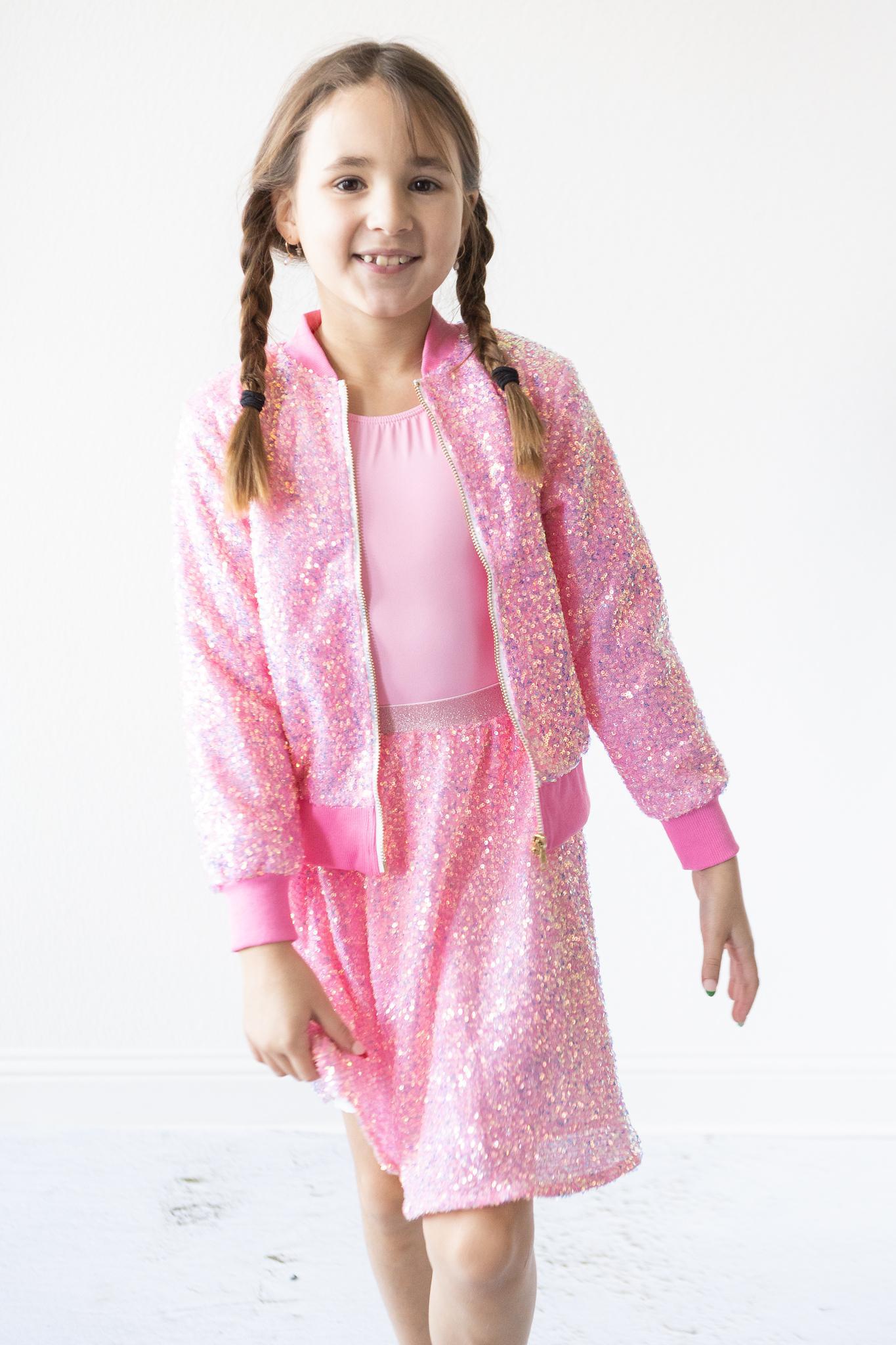 Mila & Rose ® Bubblegum Pink Sequin Jacket — side view