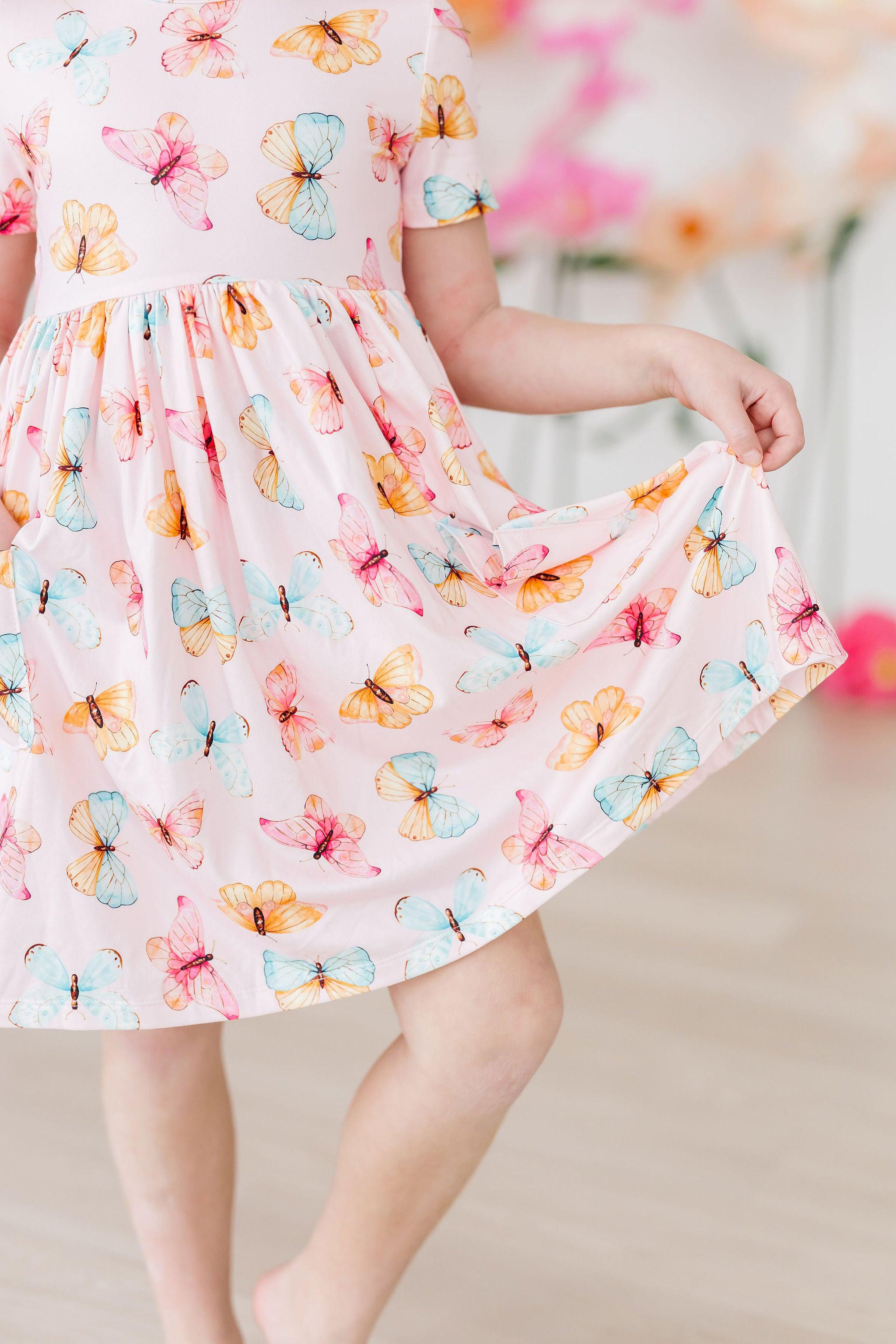 Mila & Rose ® Butterfly Kisses S/S Pocket Twirl Dress — detail close-up