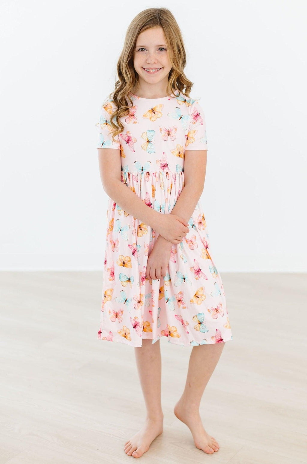 Mila & Rose ® Butterfly Kisses S/S Pocket Twirl Dress — in-use photo