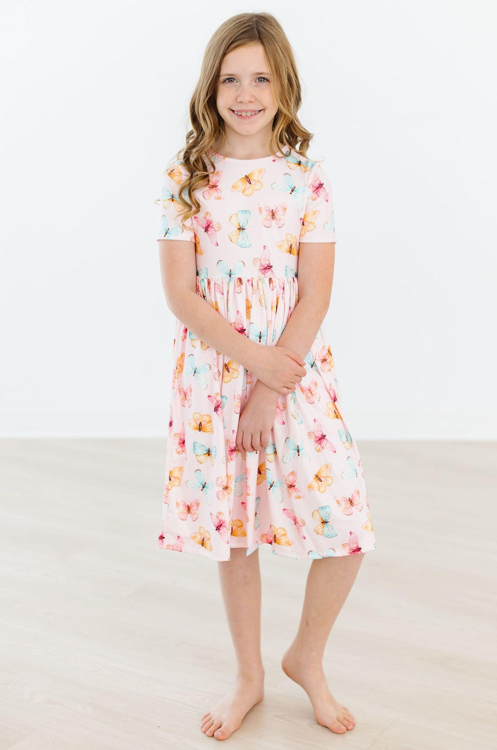 Mila & Rose ® Butterfly Kisses S/S Pocket Twirl Dress — in-use photo