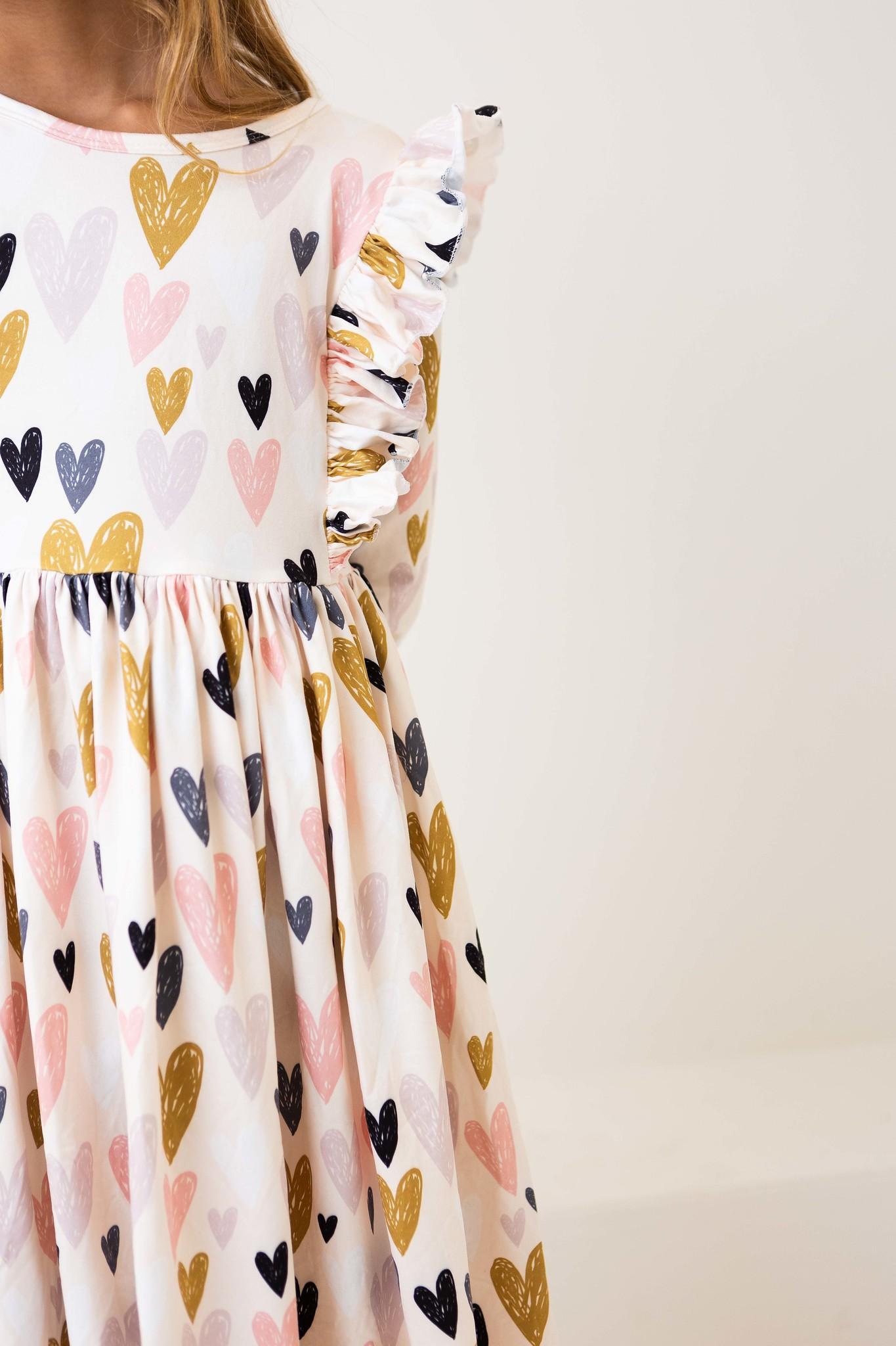 Mila & Rose ® I Heart You 3/4 Sleeve Ruffle Twirl Dress — main product shot