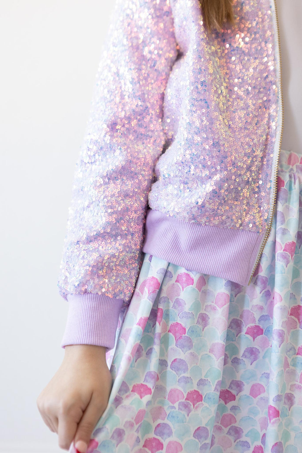 Mila & Rose ® Lavender Sequin Jacket — detail close-up