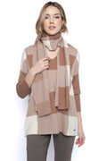 KADOU BOUTIQUE V-Neck Plaid Sweater with Scarf — lifestyle context